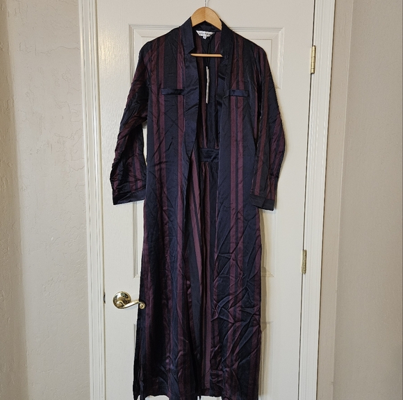 100% Silk Women's Striped Long Robe - Dear Bowie (Anthro) - Size S - Picture 2 of 6